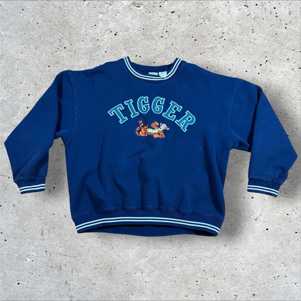 Vintage 90s Disney Store Tigger Embroidered Crewneck Sweatshirt Pooh Distressed